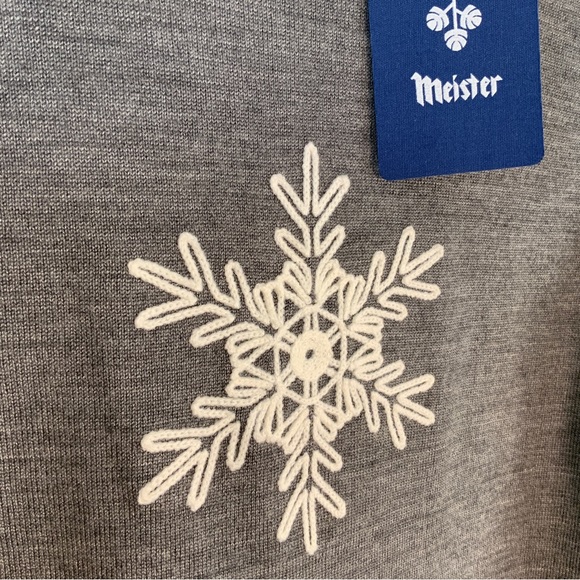 Meister Noel Snowflake Crew Neck Sweater Twig Gray NWT - Picture 6 of 16
